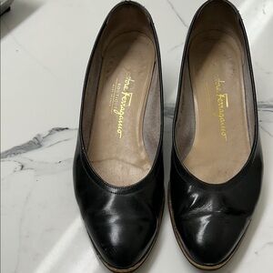 Salvatore Ferragamo Black Leather wedges